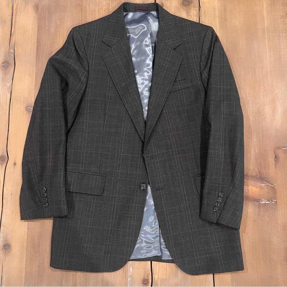 Christopher Brooks Blazer Jacket Dark Gray Plaid Sports Suit Coat